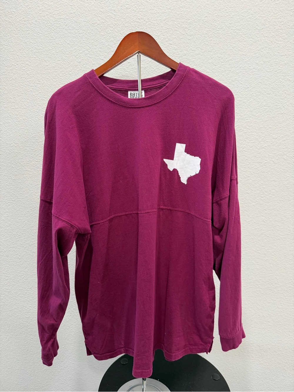 ROYCE Maroon Long Sleeve Tee with Texas Graphic